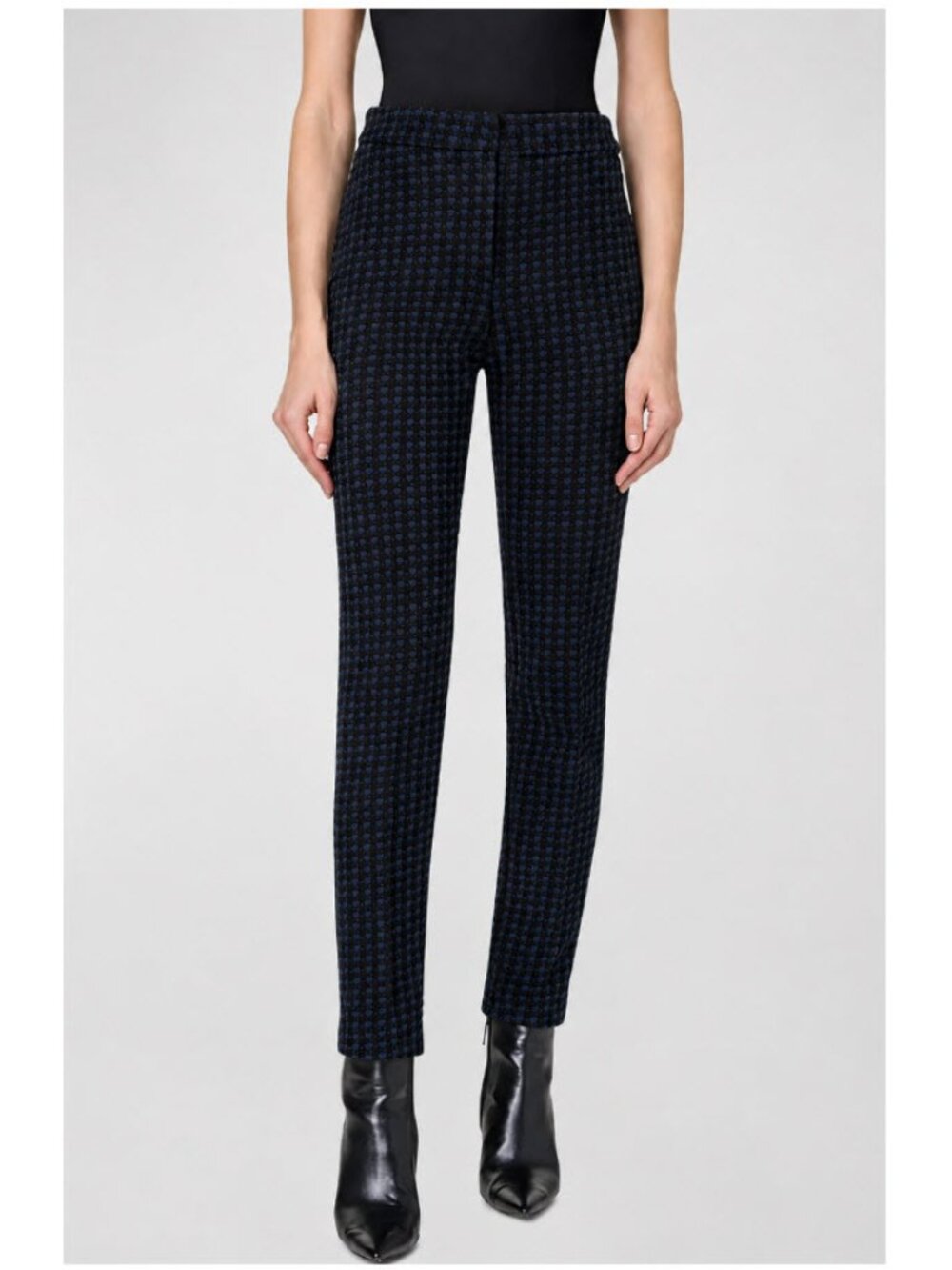 Akris Punto Mara Houndstooth Pants Stretch Slim Ankle Navy Size 8